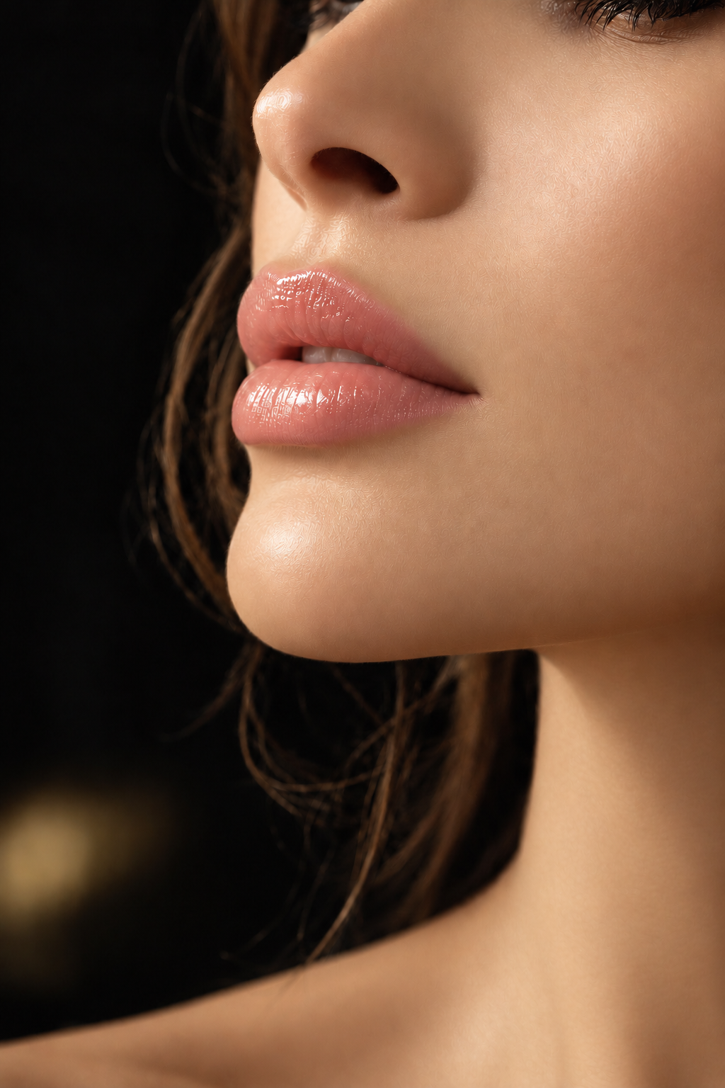 Primer plano editorial de labios naturales